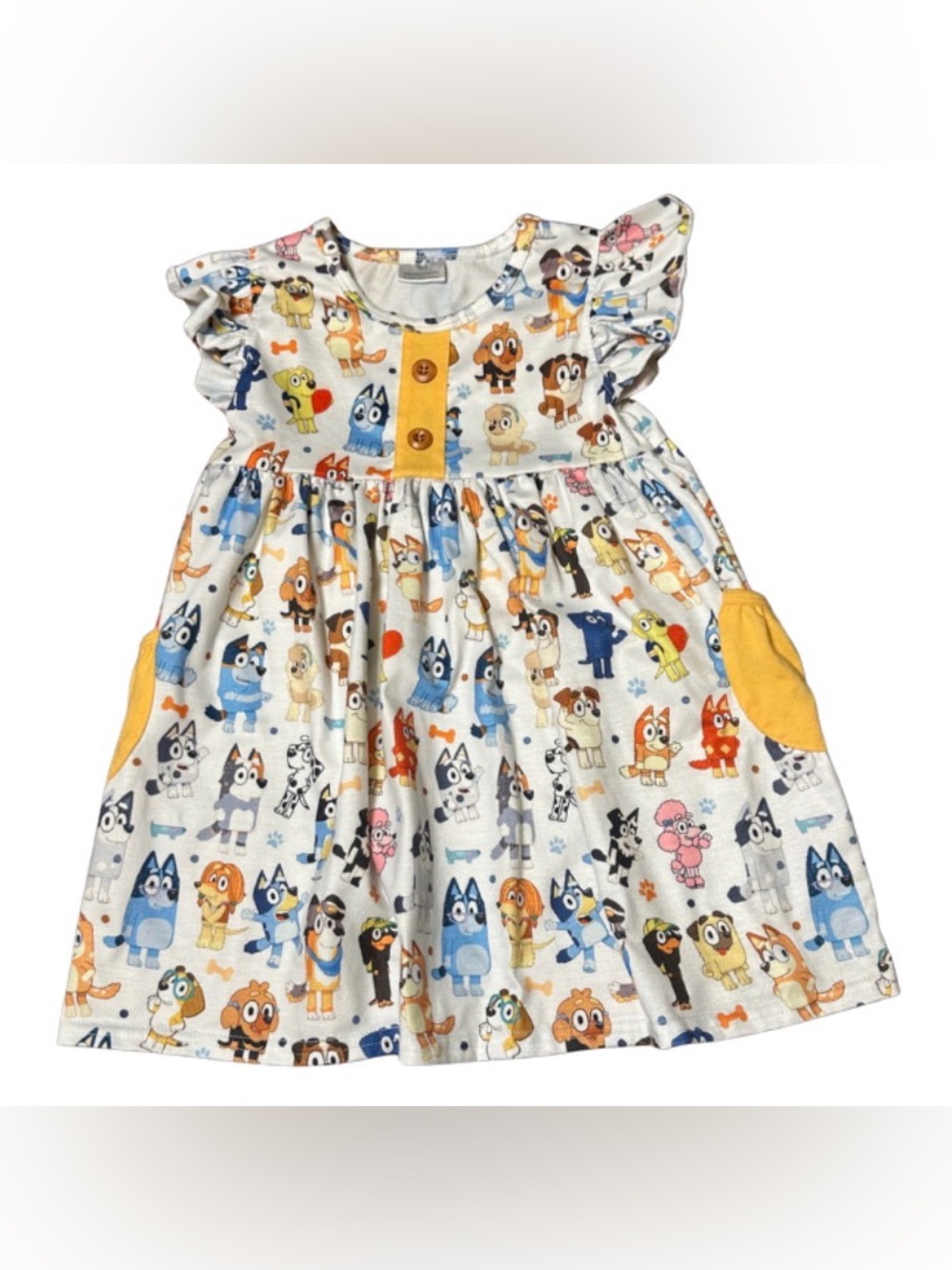 Abby & Evie Bluey Dress Toddler Girls Size 2 Flutter Sleeve Character Print